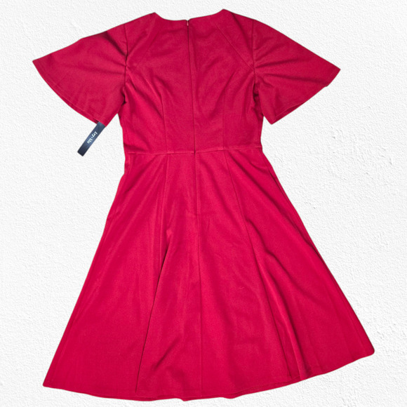 Ivy and Blu Bright Red Keyhole Crewneck Retro Fit and Flare Midi Dress Size 4 - Picture 9 of 10